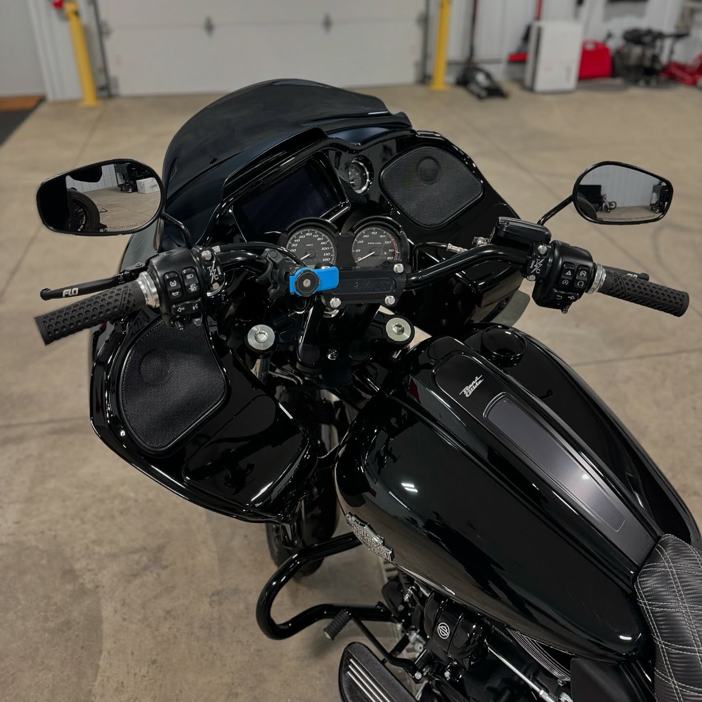Detail shot of coated motorcycle, high clarity, Michigan