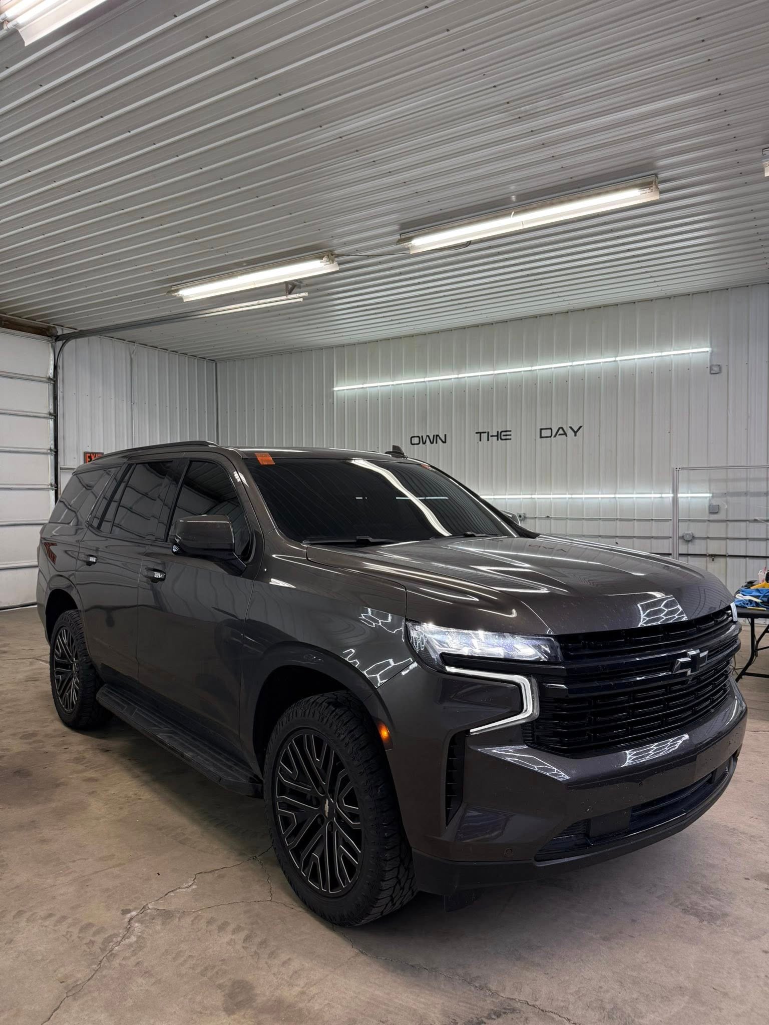 Chevy with ceramic tint, dark front tint match, Michigan