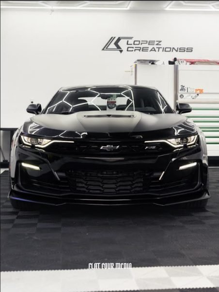 Black Camaro with glossy Paint Protection Film