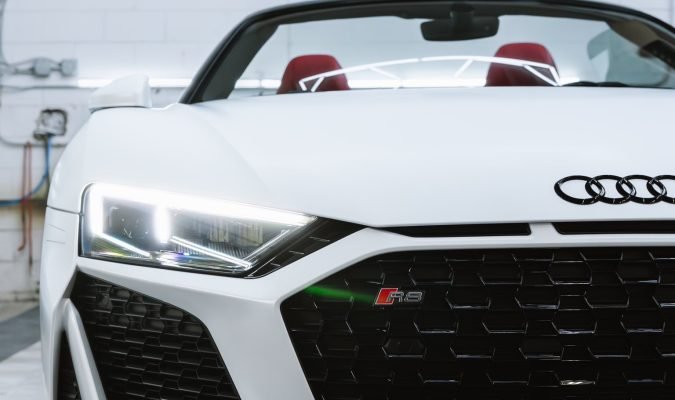 Audi R8 front view, Full Color Change wrap with paint like finish, Michigan